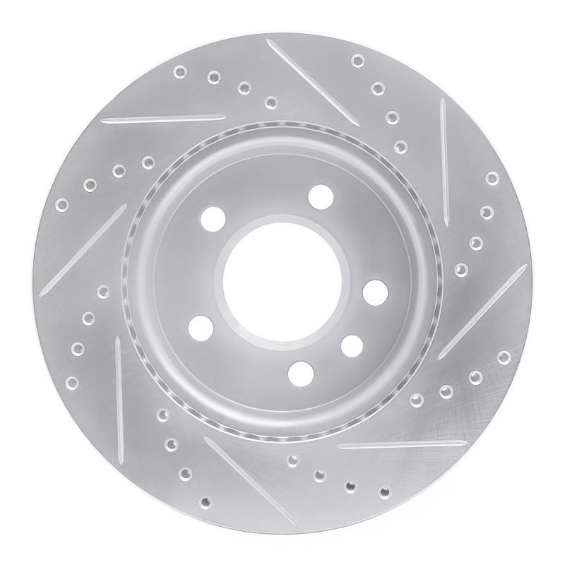 Volkswagen Amarok Brake Rotor (1) - Front Left - R1 Concepts - Drilled & Slotted - Silver - `10-`17